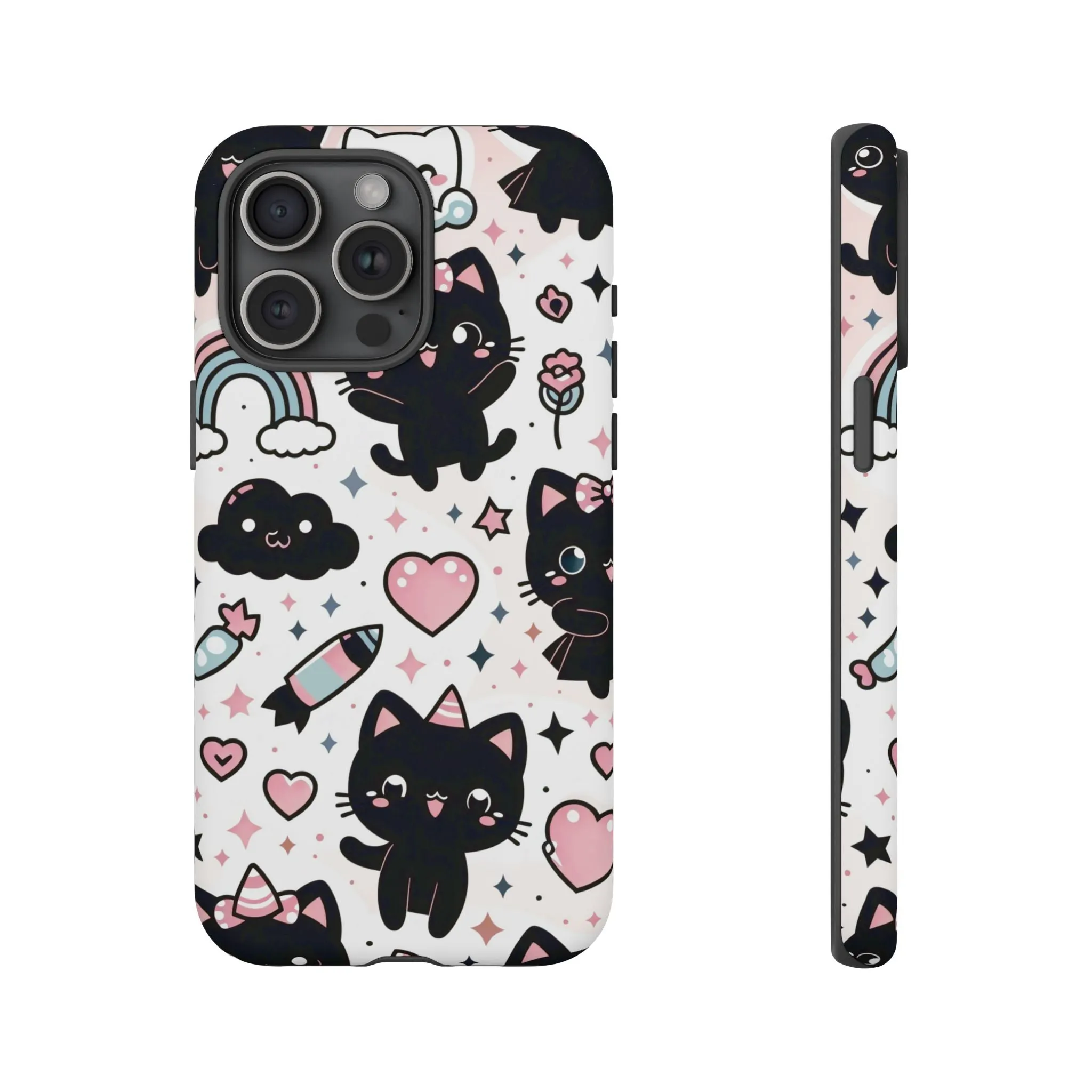 The Ultimate Kawaii Cell Phone Case: Spoil your phone with a pink background and black cats...because why not?