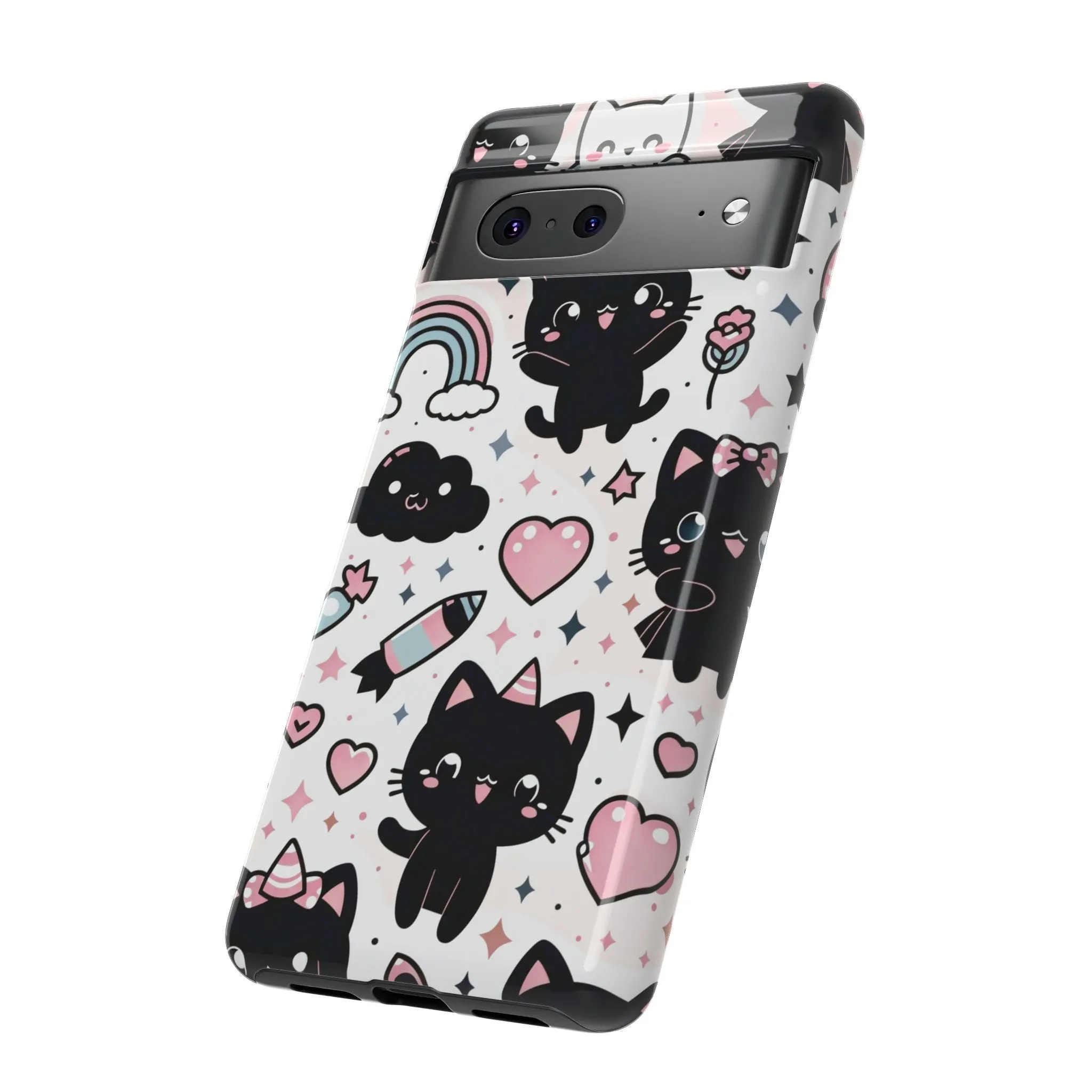 The Ultimate Kawaii Cell Phone Case: Spoil your phone with a pink background and black cats...because why not?