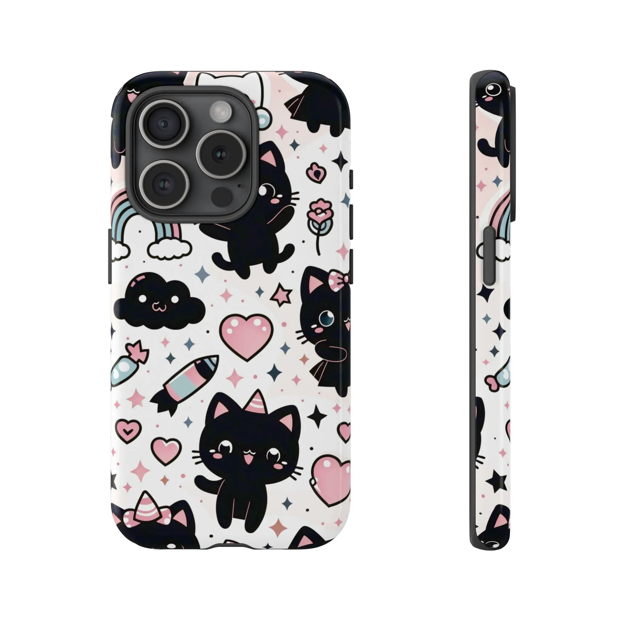 The Ultimate Kawaii Cell Phone Case: Spoil your phone with a pink background and black cats...because why not?