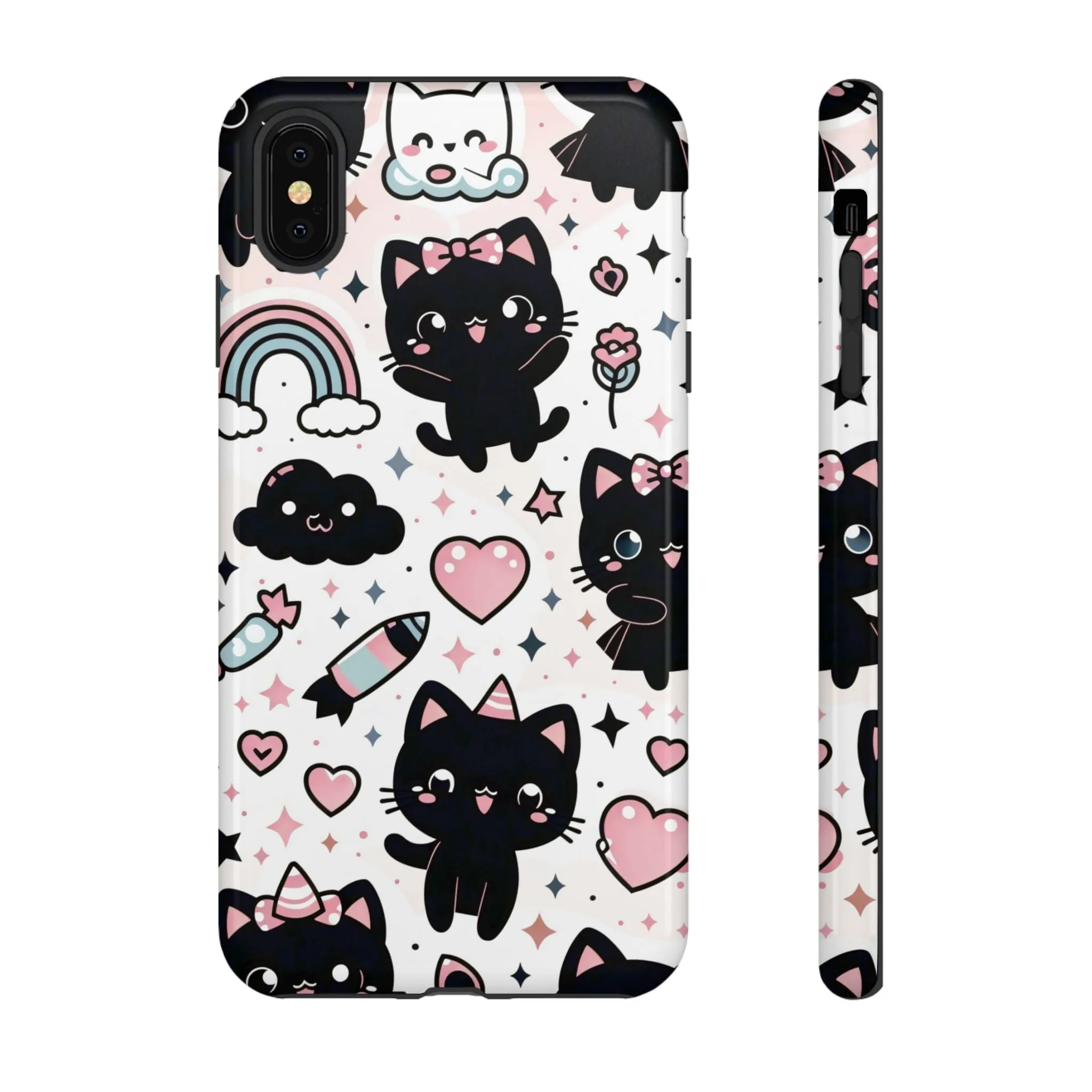 The Ultimate Kawaii Cell Phone Case: Spoil your phone with a pink background and black cats...because why not?