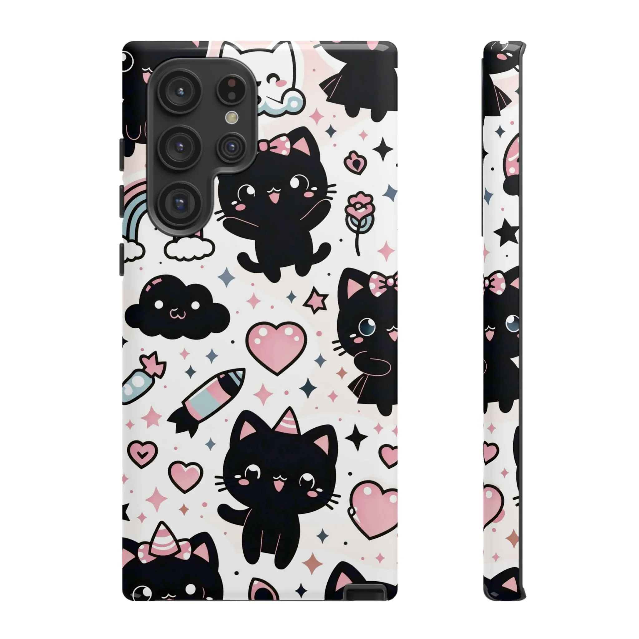 The Ultimate Kawaii Cell Phone Case: Spoil your phone with a pink background and black cats...because why not?