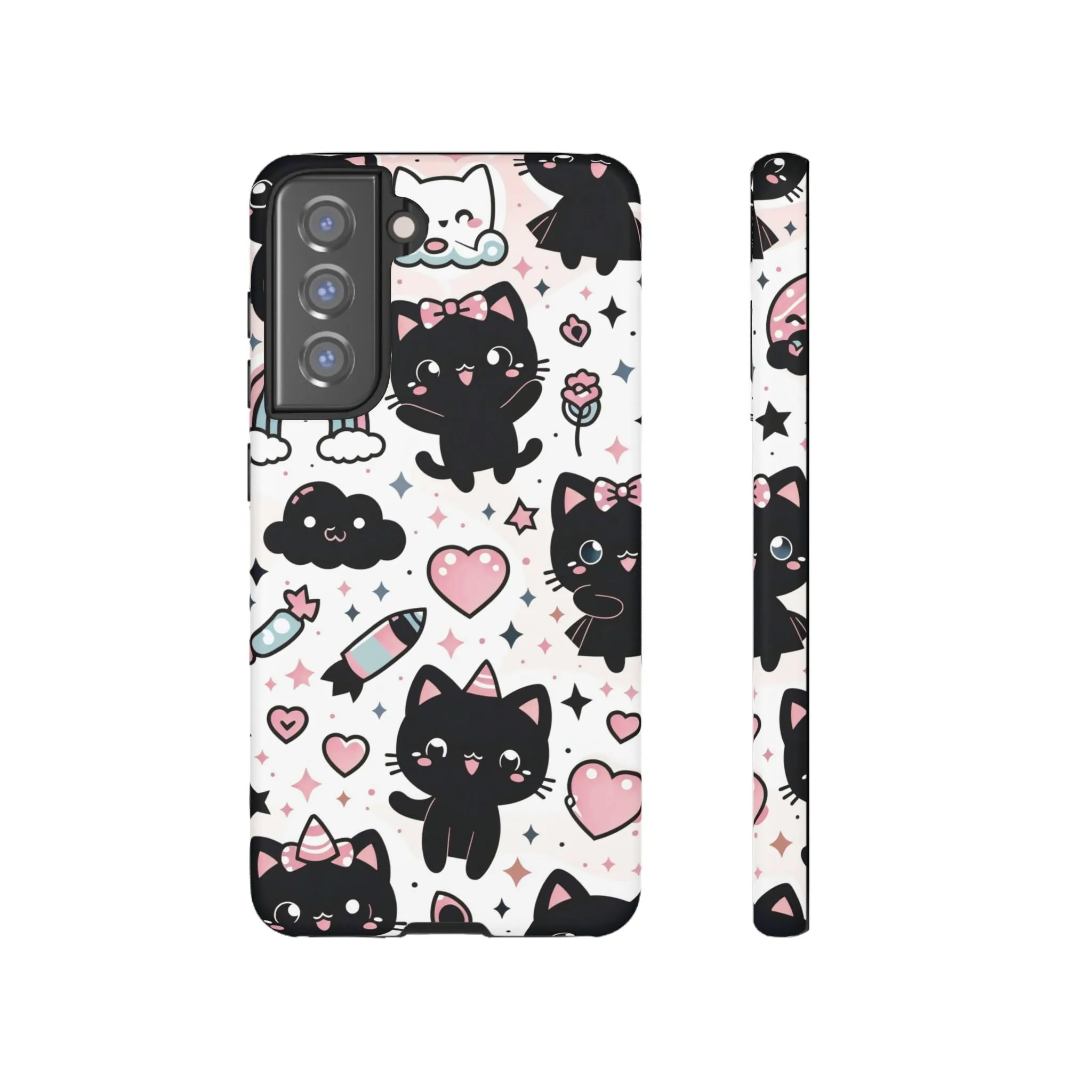 The Ultimate Kawaii Cell Phone Case: Spoil your phone with a pink background and black cats...because why not?