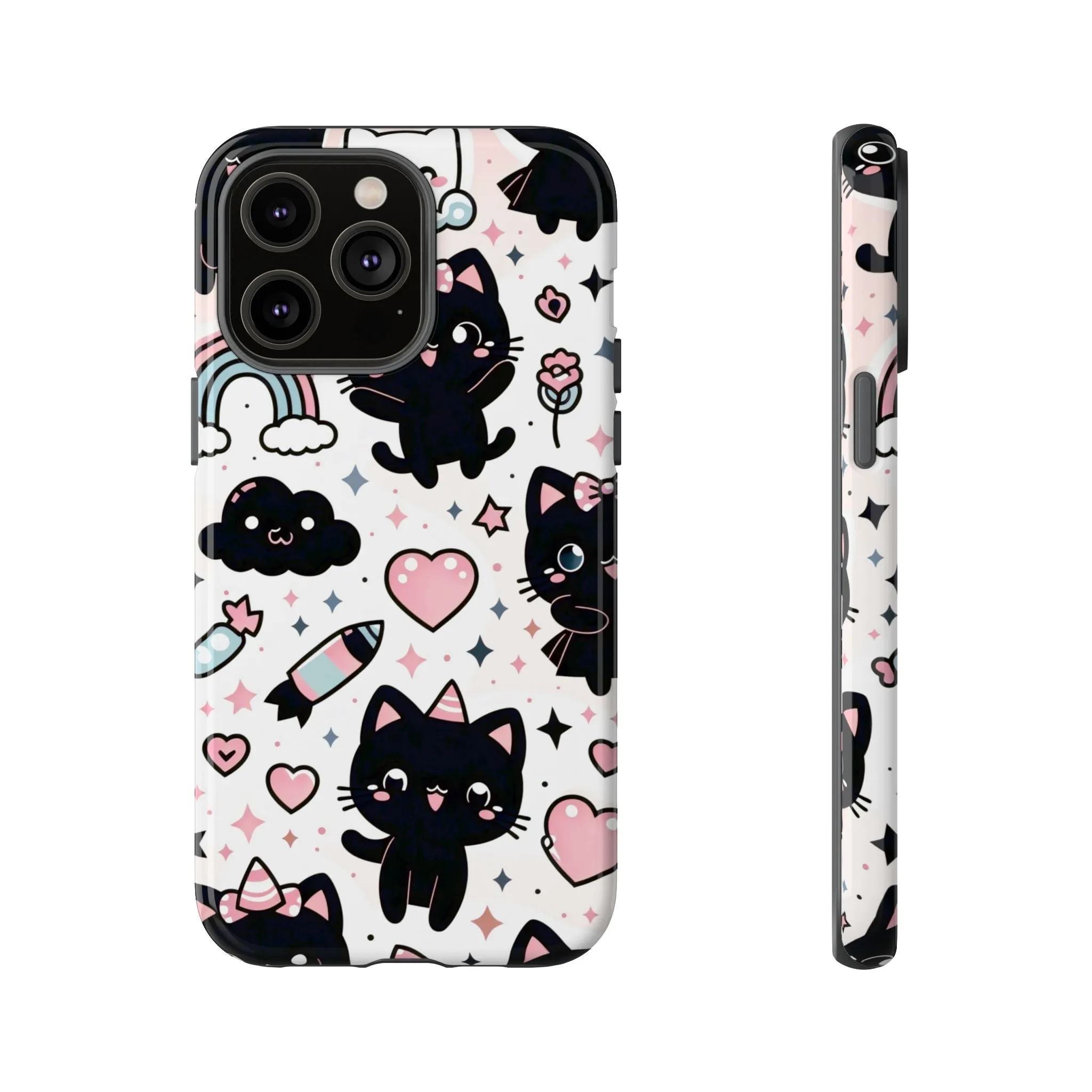 The Ultimate Kawaii Cell Phone Case: Spoil your phone with a pink background and black cats...because why not?