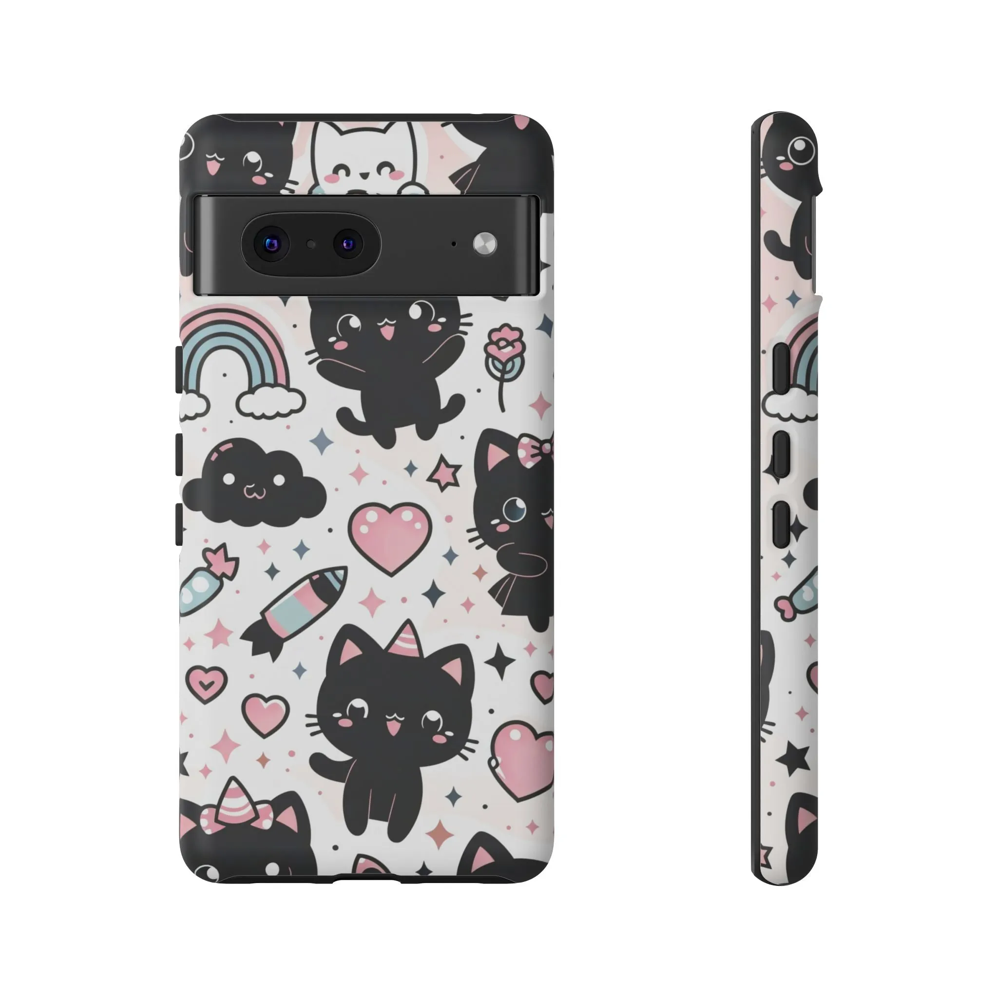 The Ultimate Kawaii Cell Phone Case: Spoil your phone with a pink background and black cats...because why not?