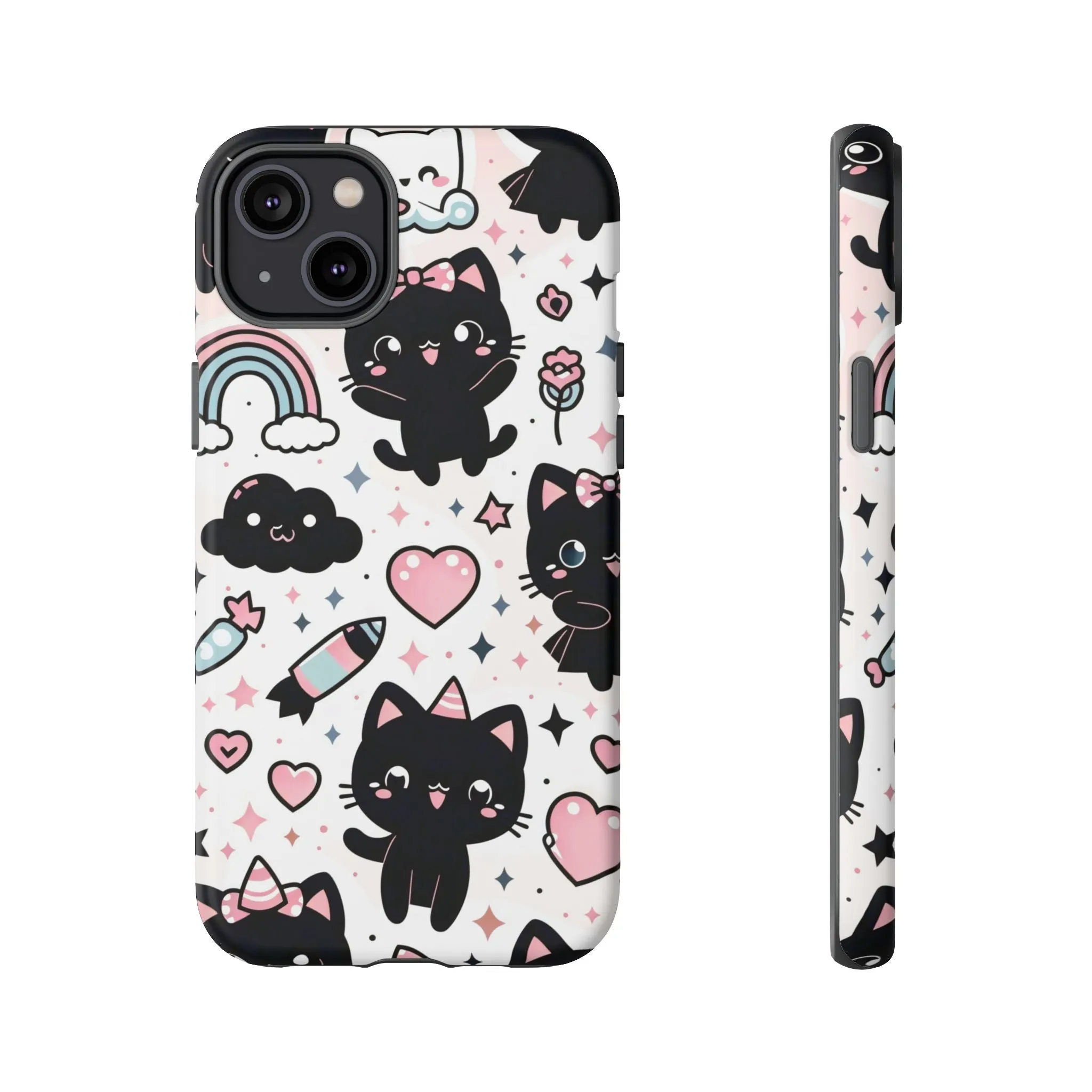 The Ultimate Kawaii Cell Phone Case: Spoil your phone with a pink background and black cats...because why not?