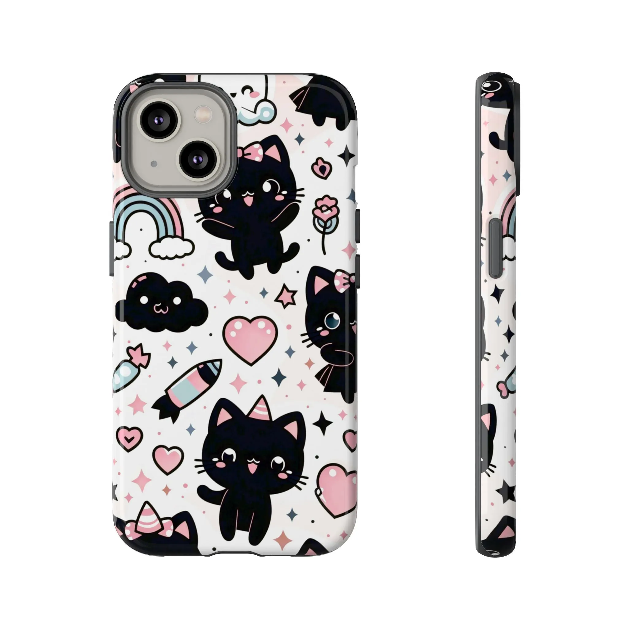 The Ultimate Kawaii Cell Phone Case: Spoil your phone with a pink background and black cats...because why not?