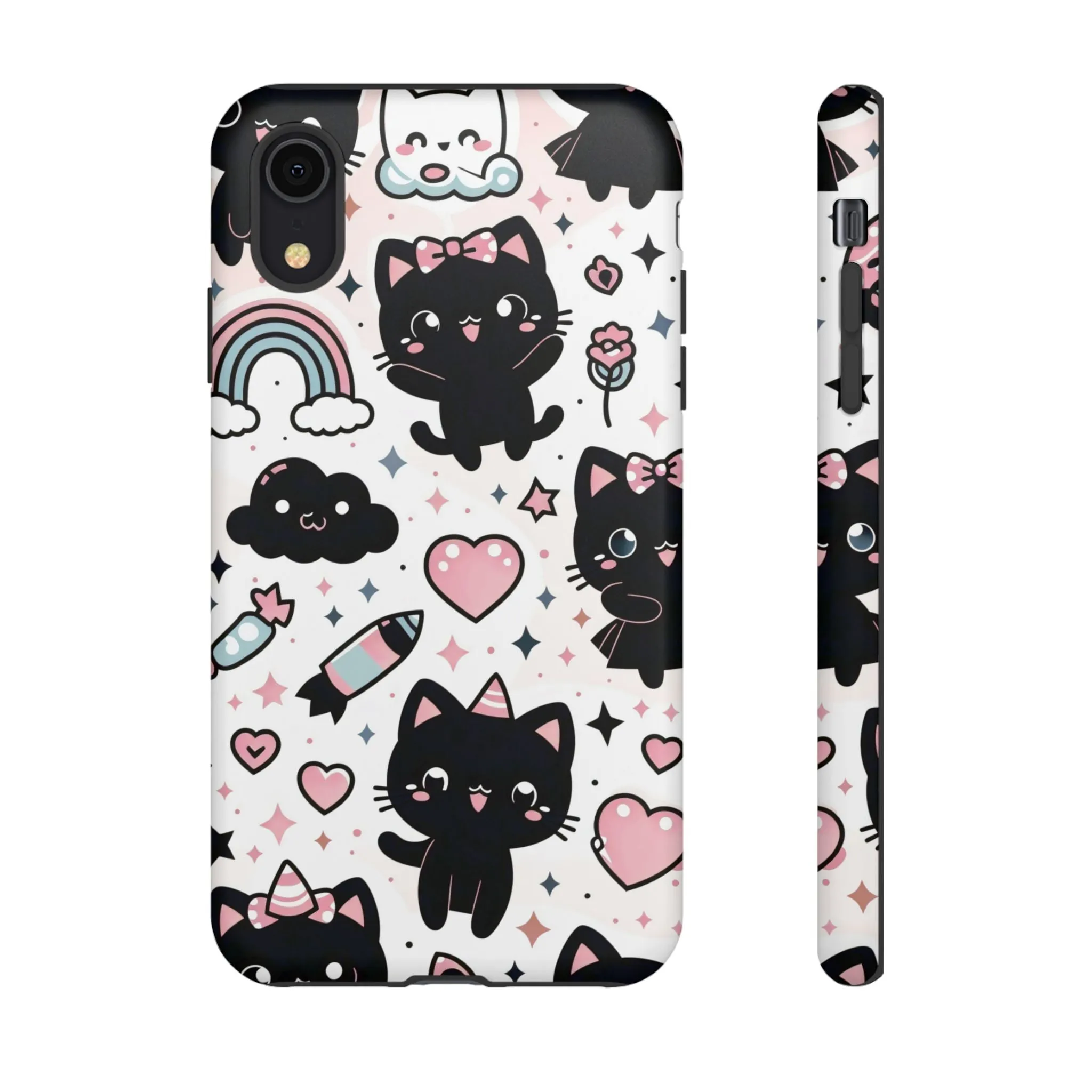 The Ultimate Kawaii Cell Phone Case: Spoil your phone with a pink background and black cats...because why not?