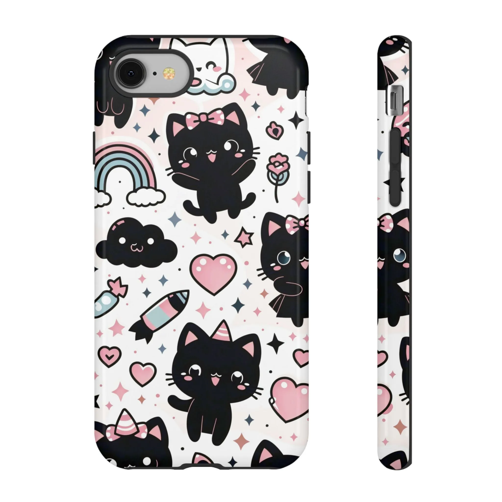 The Ultimate Kawaii Cell Phone Case: Spoil your phone with a pink background and black cats...because why not?