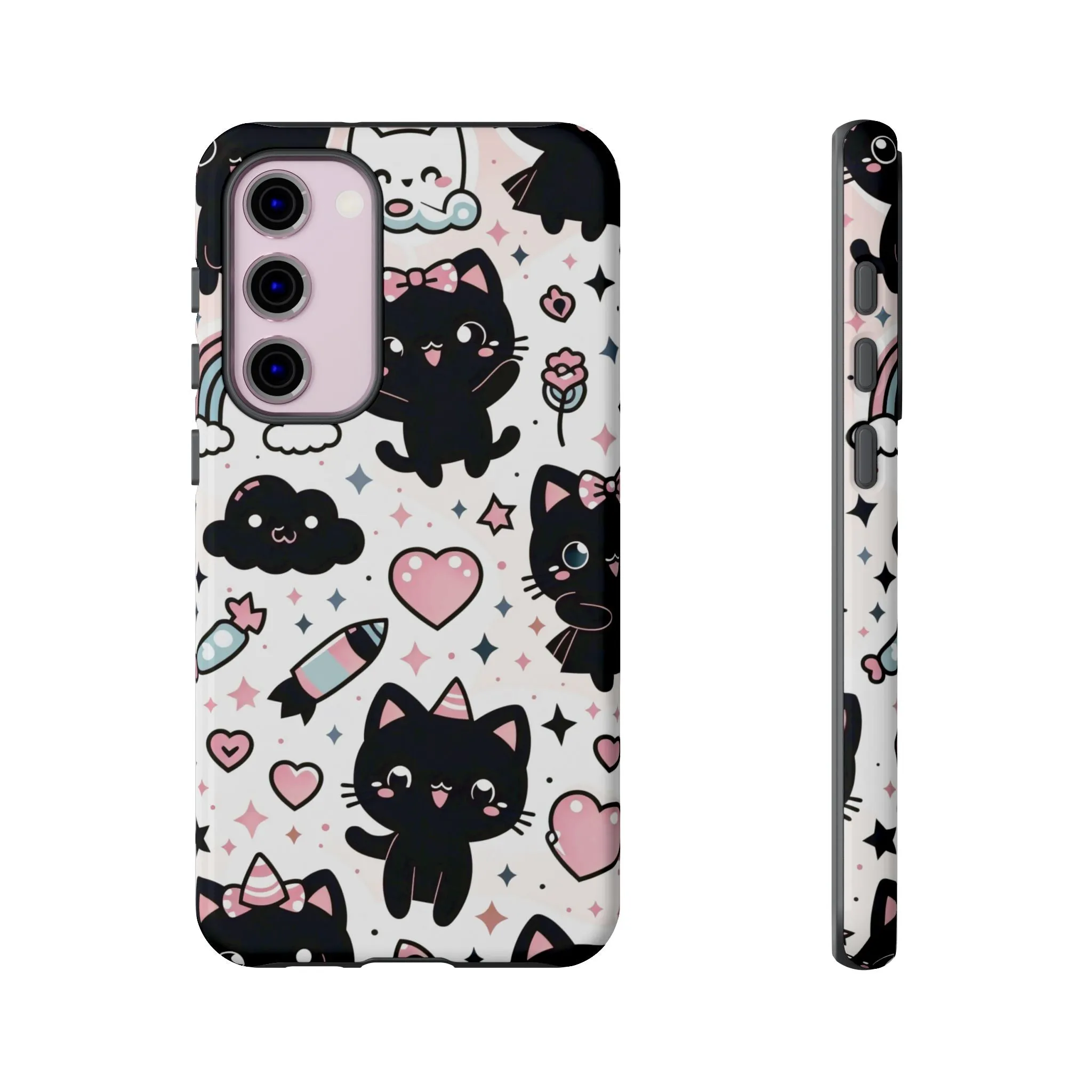 The Ultimate Kawaii Cell Phone Case: Spoil your phone with a pink background and black cats...because why not?