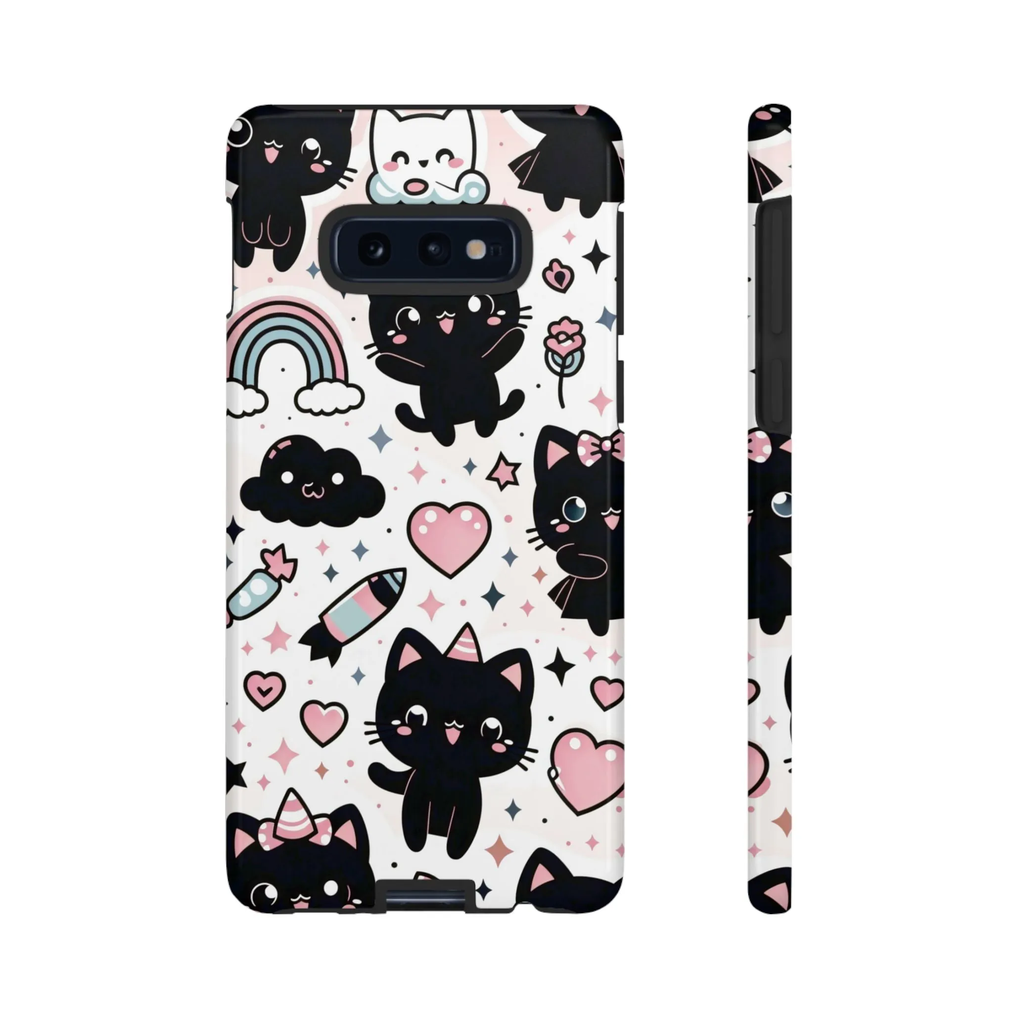 The Ultimate Kawaii Cell Phone Case: Spoil your phone with a pink background and black cats...because why not?