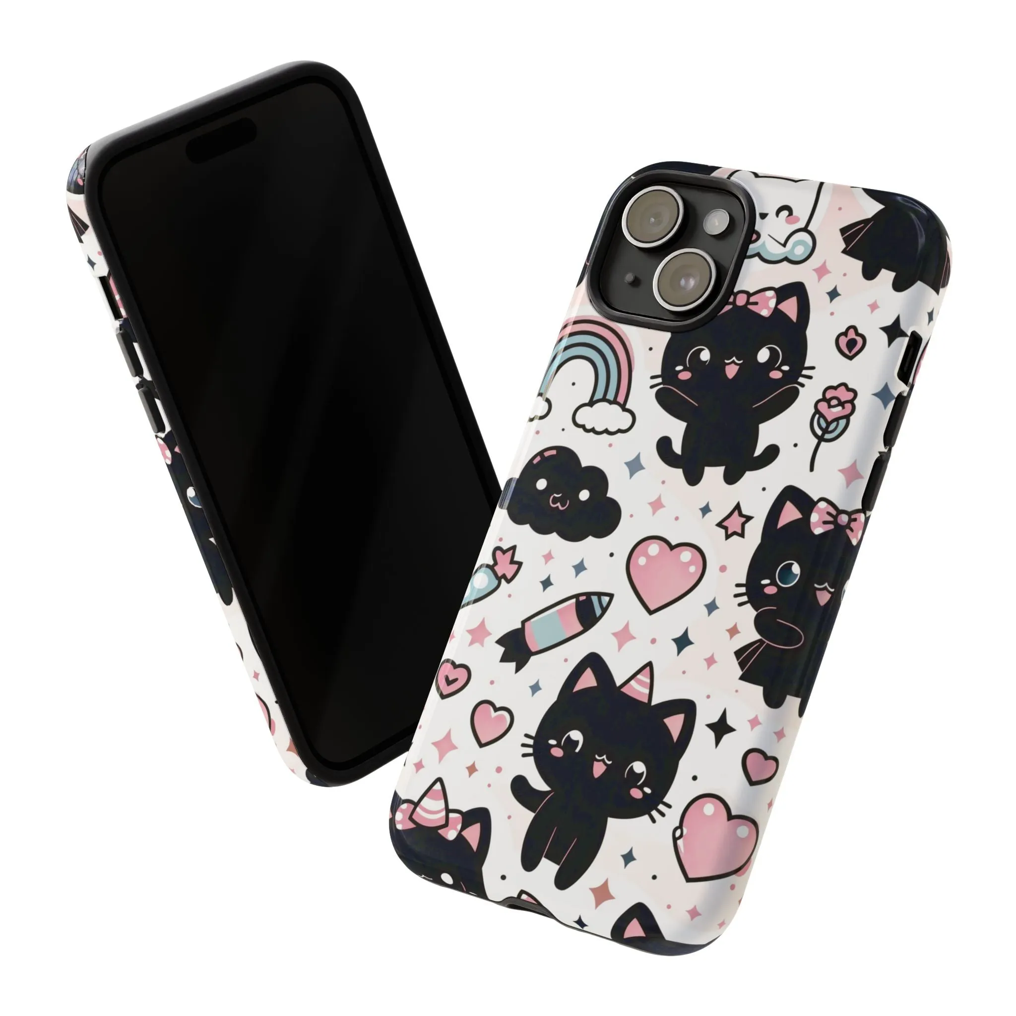 The Ultimate Kawaii Cell Phone Case: Spoil your phone with a pink background and black cats...because why not?