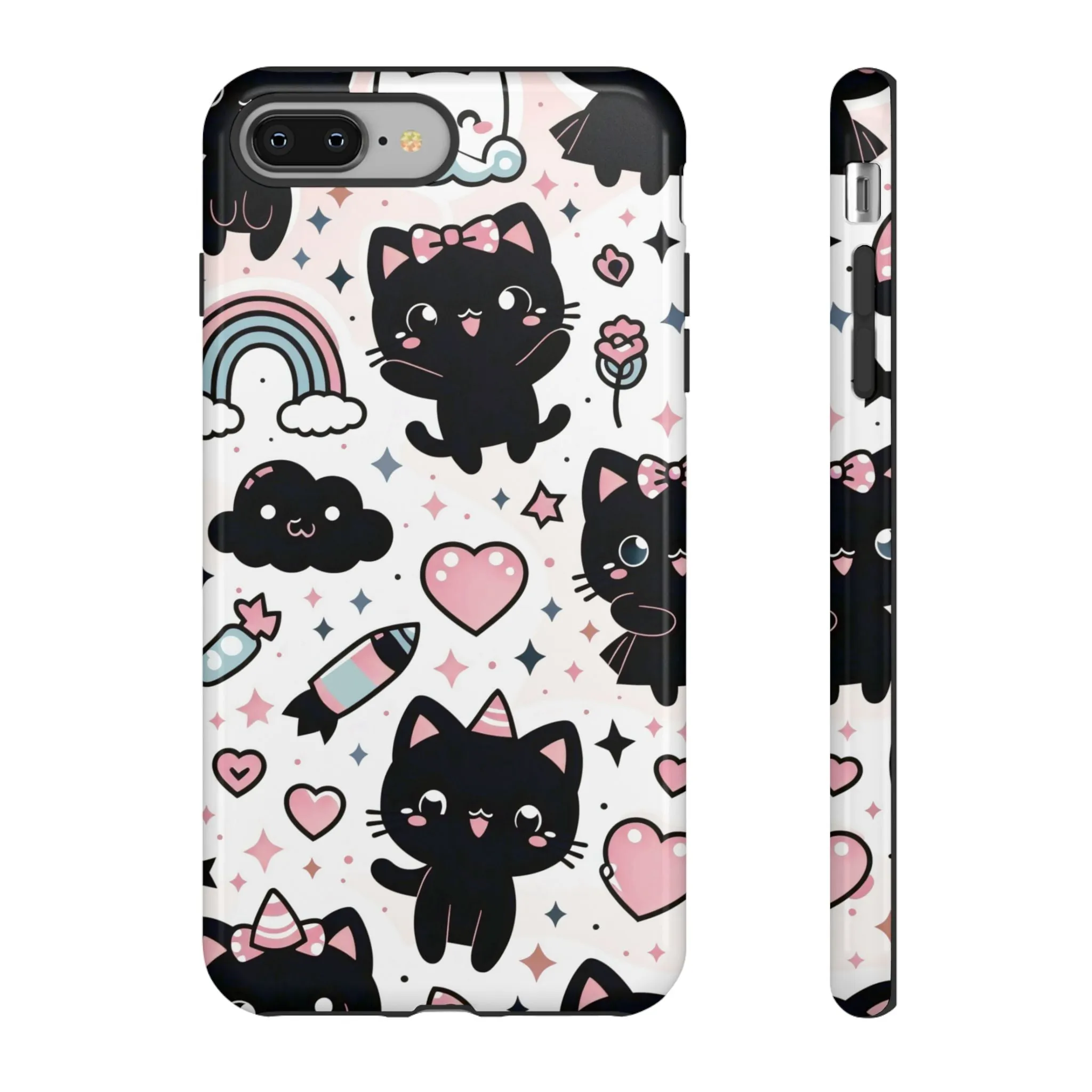 The Ultimate Kawaii Cell Phone Case: Spoil your phone with a pink background and black cats...because why not?