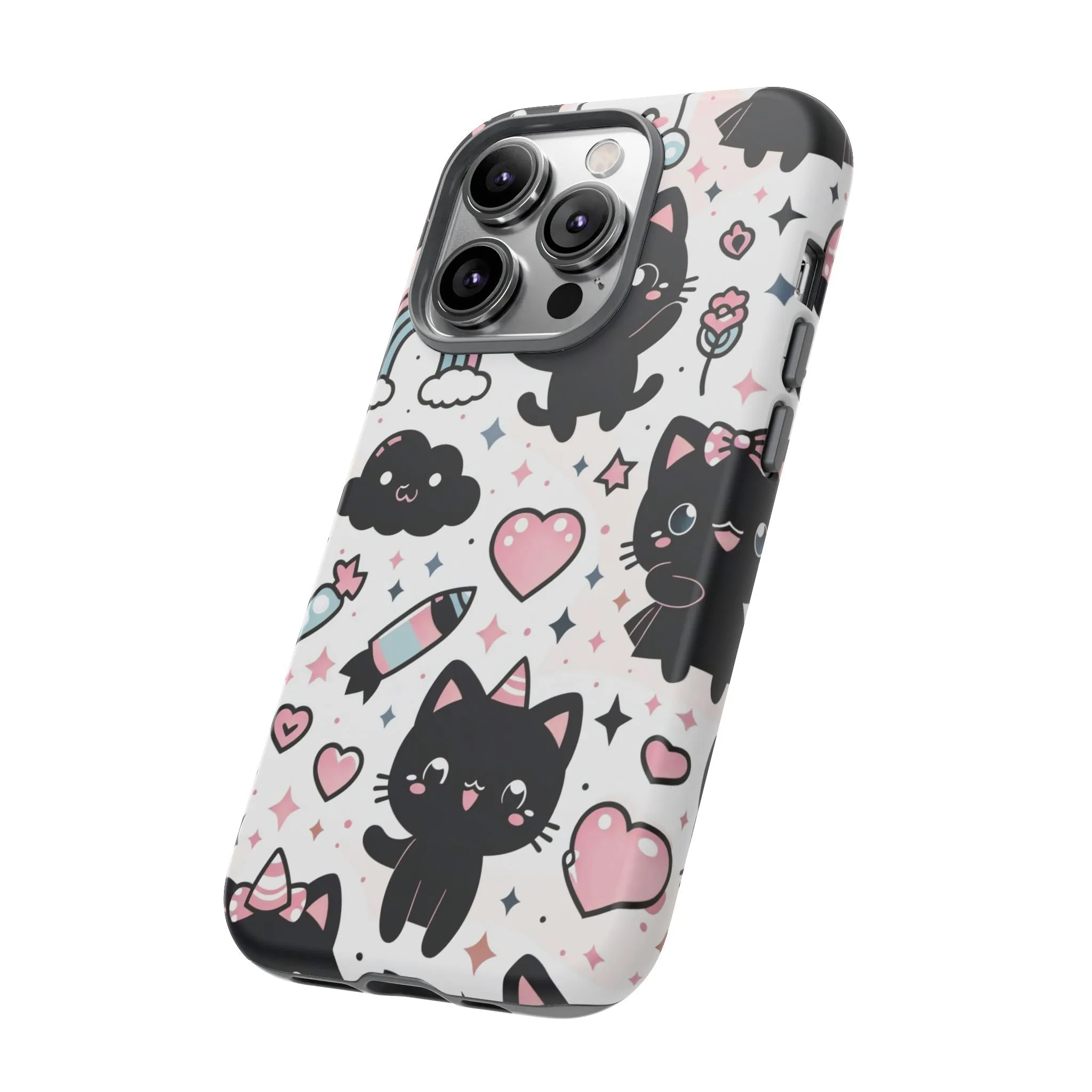 The Ultimate Kawaii Cell Phone Case: Spoil your phone with a pink background and black cats...because why not?