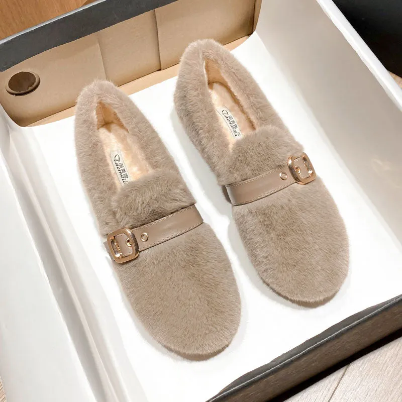 Women Minimalist Flat Soft Furred Casual Shoes