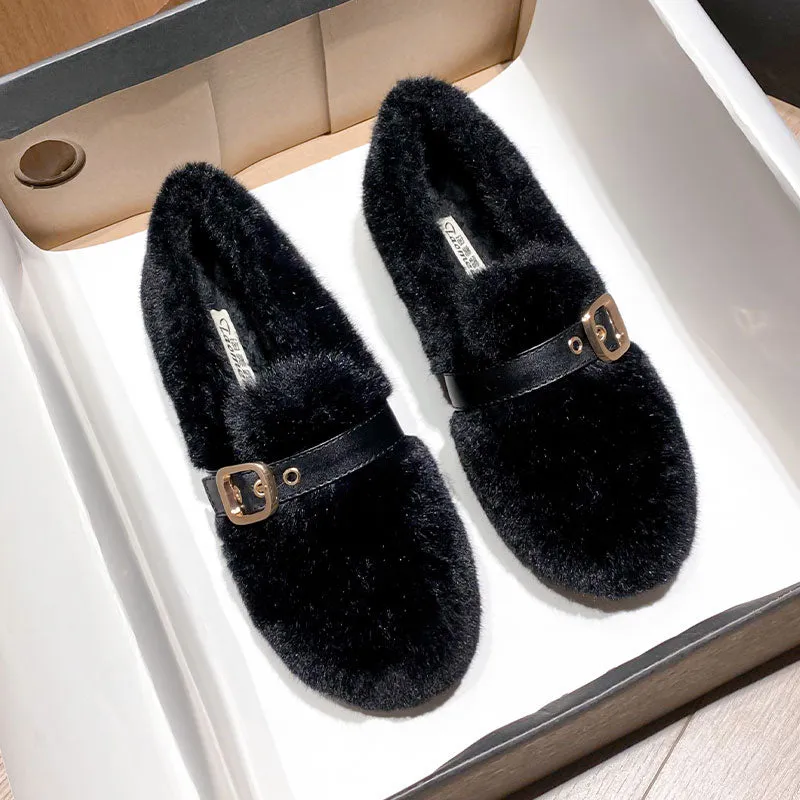 Women Minimalist Flat Soft Furred Casual Shoes