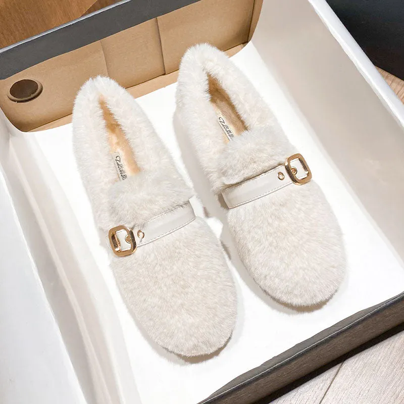 Women Minimalist Flat Soft Furred Casual Shoes