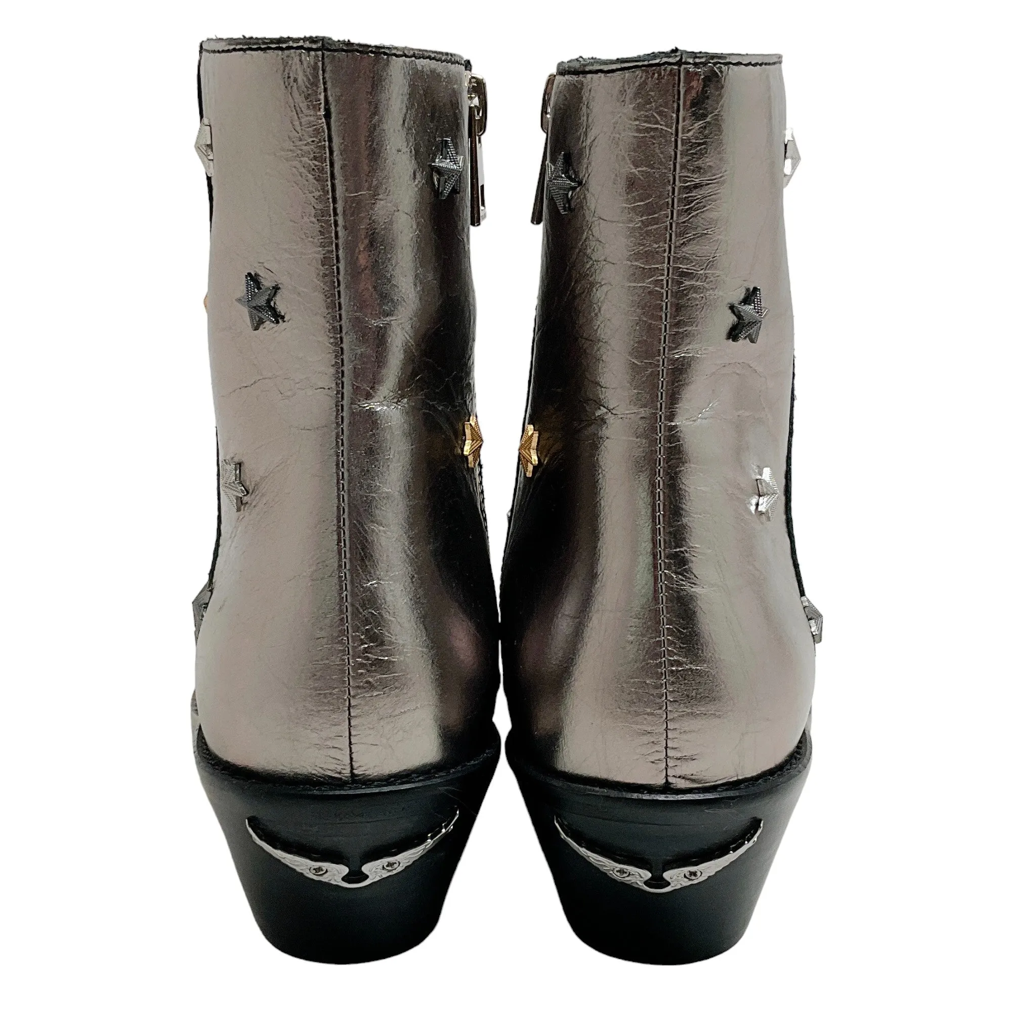 Zadig & Voltaire Silver Metallic Booties with Star Studs